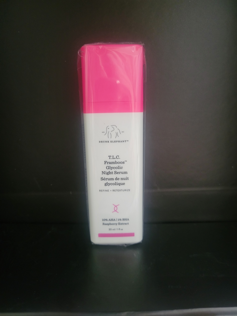 Drunk Elephant T.L.C. Framboos Glycolic Night Serum - White & Pink